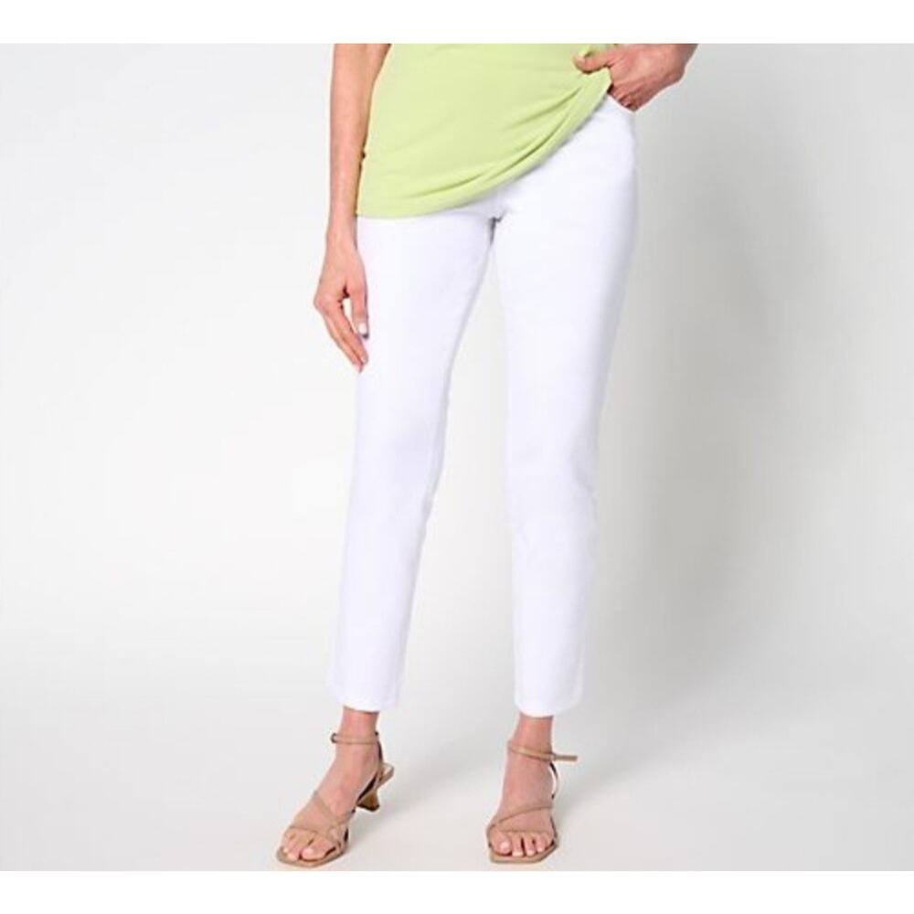 Susan Graver Size Petite XS White Cotton Ponte Slim Leg Ankle Pant A684096 NWOT